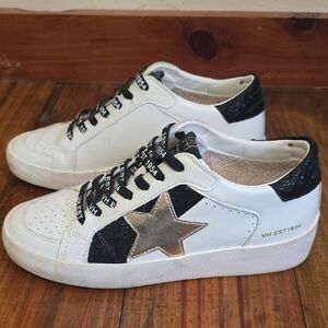Vintage Havana White and Black Sneakers with Silver Star